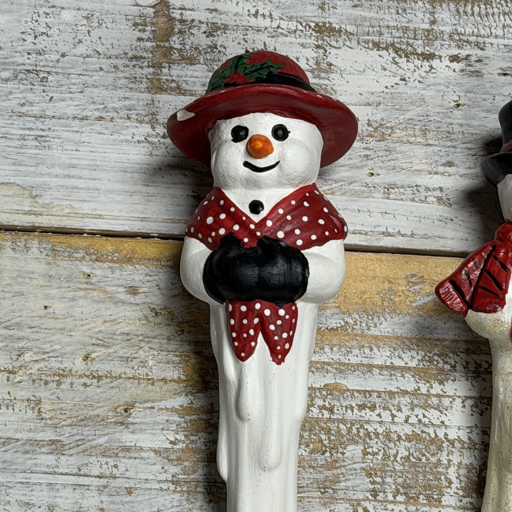 2 Vintage Ceramic Snowmen Icicle Ornaments - Picture 2 of 5